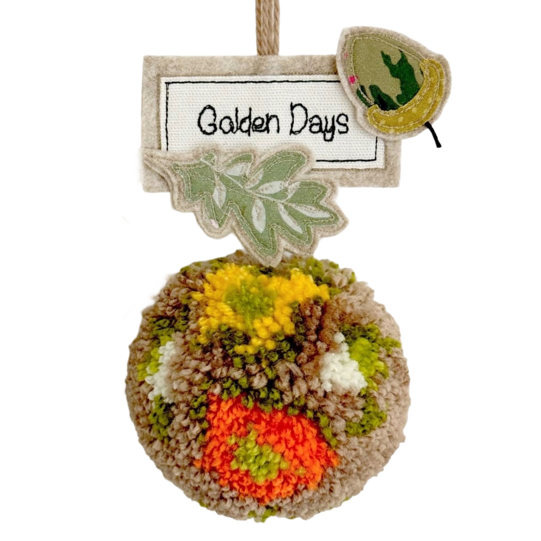 Autumn Floral Wool Pom Pom Hanging Decoration