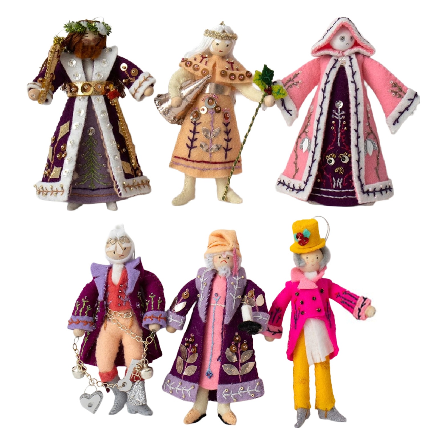 Charles Dickens A Christmas Carol Hand Sewn Decorations Set