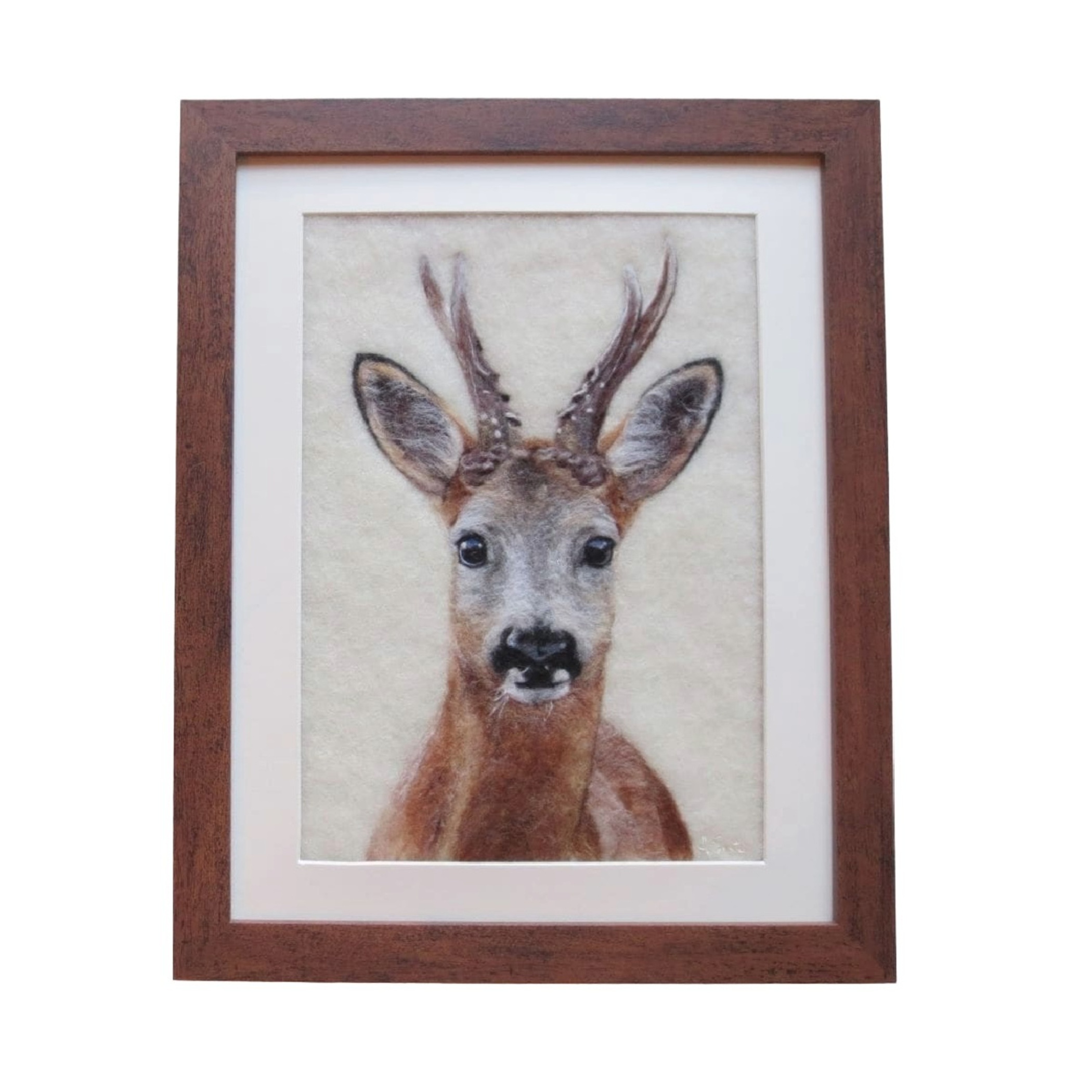 Needle Felted Roe Deer Buck Framed Picture