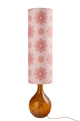 Bingle Floor Lamp - Amber with Pink Floral Spot Shade