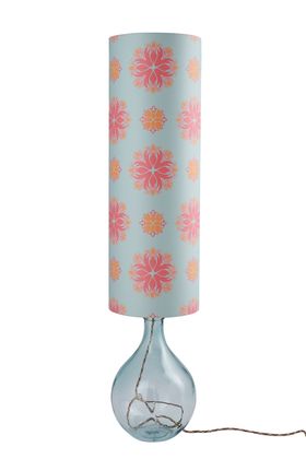 Bingle Floor Lamp - Clear with Eau de Nil Floral Spot Shade