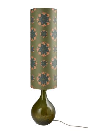 Bingle Floor Lamp - Green with Green Floral Spot Shade