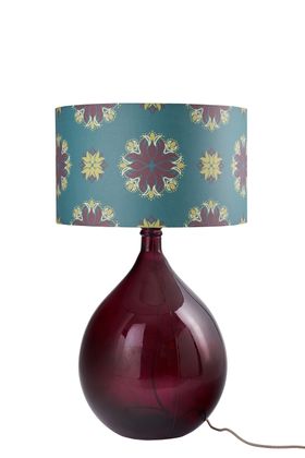 Fitzpatrick Floor Lamp - Burgundy with Teal Floral Spot Shade