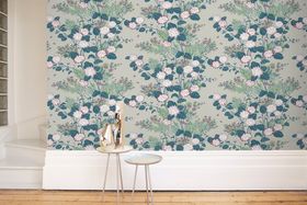 Chinese Floral Wallpaper - Pewter