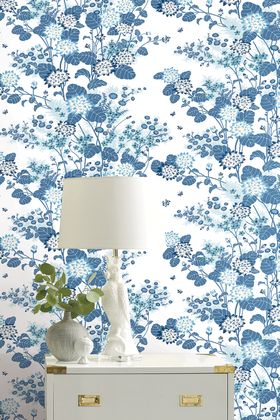 Chinese Floral Wallpaper - Blue