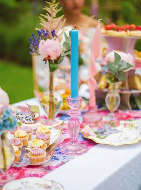 Pink Glass Candle Holder