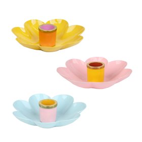 3 Enamel Flower Shaped Candle Holders