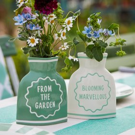 Green and Cream Bud Vases