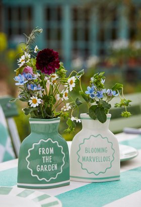 Green and Cream Bud Vases