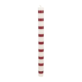Burgundy & White Stripe Dinner Candle