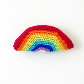 Rainbow organic cotton teething rattle by Calico Clouds