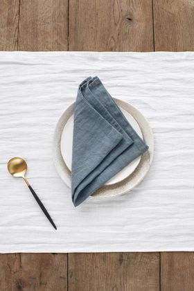 Gray Blue Linen Napkin Set Of 2