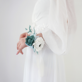 Something Blue Corsage and boutonniere Set