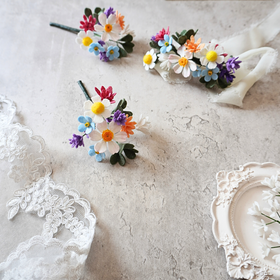 Felt Wildflower Corsage and Boutonniere Set