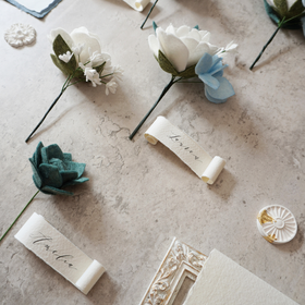 Something Blue Corsage and Boutonniere Set