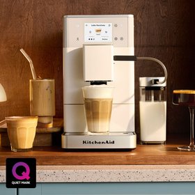 KitchenAid Fully Automatic Porcelain White Espresso Machine KF4 with Iced Coffee