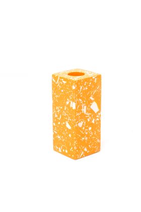 Medium Orange & White Terrazzo Candle Holder