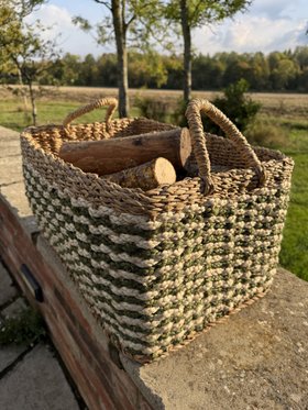 Square Village Log Basket