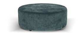 Sofology, Portobello Round Designer Footstool In Luxury Chenille Teal All Over