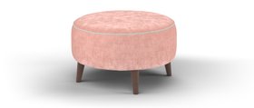 Sofology, Remy Round Designer Footstool In Soft Chenille Blush All Over, £299
