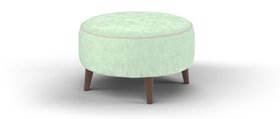 Sofology, Remy Round Designer Footstool In Soft Chenille Mint All Over, £299