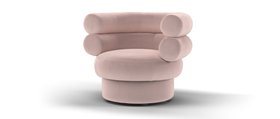 Sofology, Fitzrovia Accent Chair In Matt Velvet Blush All Over Without Trim