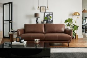 Sofology, Adler 3 Seater Sofa In Brown Relaxed Soft Leather, £1299