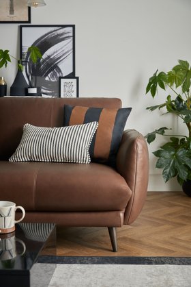 Sofology, Adler 3 Seater Sofa In Brown Relaxed Soft Leather, £1299