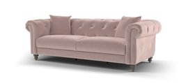 Sofology, Kensington 3 Seater Sofa In Matt Velvet Blush All Over With Oak Feet, £949