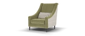 Sofology, Atelier Accent Chair In Soft Chenille Olive And Broken Stripe Fabric, £899
