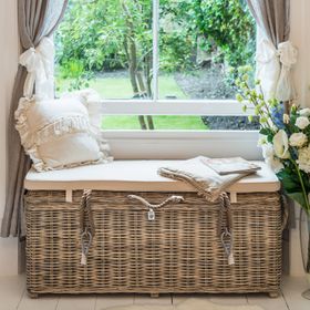 Key Largo Rattan Hallway Storage Bench With Cushion