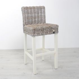 Key Largo Whitewashed Kubu Rattan Bar Stool