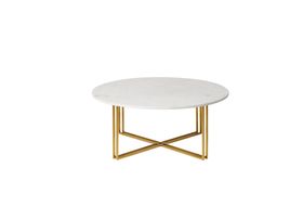 Swoon Coffee Table, Contemporary-Style in White Marble & Gold Plated