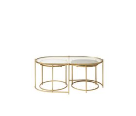 Swoon Coffee Table, Art Deco Style in Brass With Green & White Marble