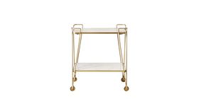 Swoon Trolley, Art Deco Style in Brass & White Marble