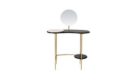 Swoon Sten Art Deco Style Dressing Table in Chicory, White Marble & Brass