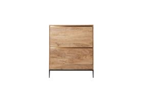 Swoon Mosby Art Deco Style Wall-Mounted Shoe Rack in Natural Mango Wood, Brass & Black Steel