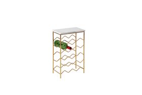 Swoon Cannes Art Deco Style Rectangular Wine Rack in Brass & White Marble