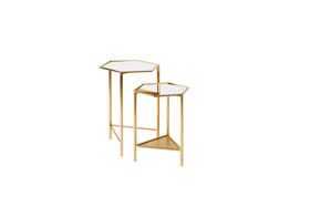 Swoon Manuka Art Deco Style Nesting Side Tables in Antique Brass
