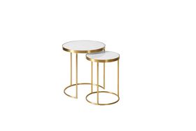 Swoon Seymour Art Deco Nesting Side Table Set in Brass & White Marble