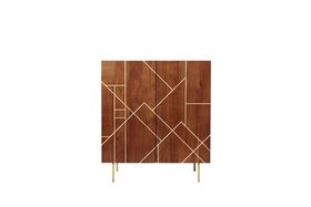 Swoon Jai Cabinet, Art Deco Style in Acacia & Brass