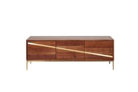 Swoon Sonny TV Stand, Art Deco Style in Acacia & Brass