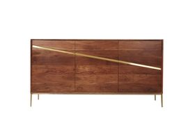 Swoon Sonny Sideboard, Art Deco Style in Acacia & Brass