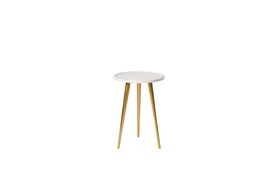Swoon Tabak Art Deco Side Table in Antiqued Brass & White Marble