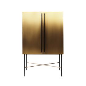 Swoon Celeste Cabinet, Art Deco Style in Black & Brass
