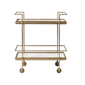 Swoon Salina Bar Trolley, Art Deco Style in Brass & White Marble