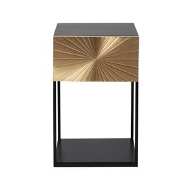 Swoon Ziggy Bedside Table, Art Deco Style in Brass & Black