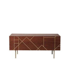 Swoon Jai TV Stand, Art Deco Style in Acacia & Brass
