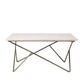 Swoon Katrina Coffee Table, Art Deco Style in White Marble & Brass
