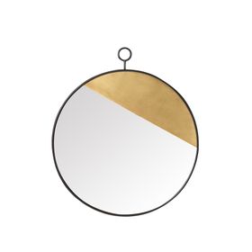 Swoon Chapo Mirror, Art Deco Style in Brass & Matt Black